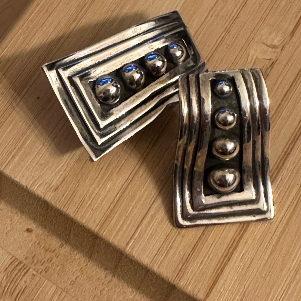 Silver Geometric Clip-On Earrings